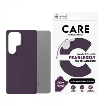 Capa PanzerGlass CARE™ by ® Case Plum roxa com compatibilidade Qi Samsung Galaxy S25 Ultra