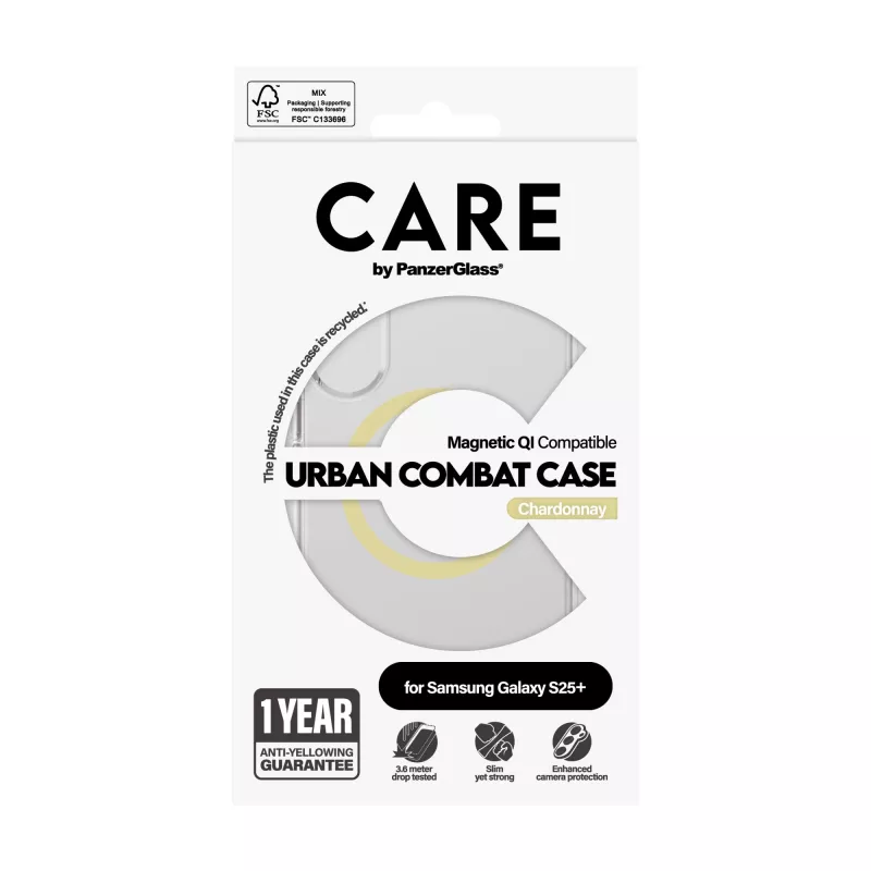 Capa PanzerGlass CARE Urban Combat transparente Chardonnay Qi Samsung Galaxy S25+