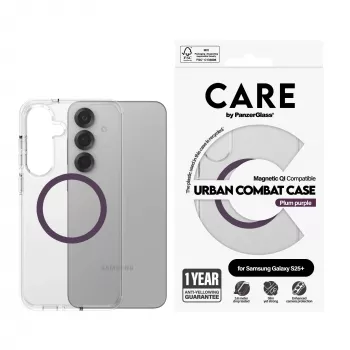 Capa PanzerGlass CARE Urban Combat transparente Plum Purple Qi Samsung Galaxy S25+