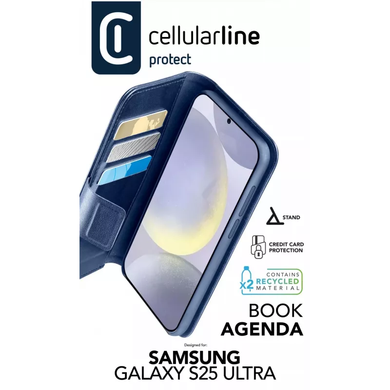 Cellularline Book Agenda - capa tipo livro em imitação de pele com fecho magnético para Galaxy S25 Ultra