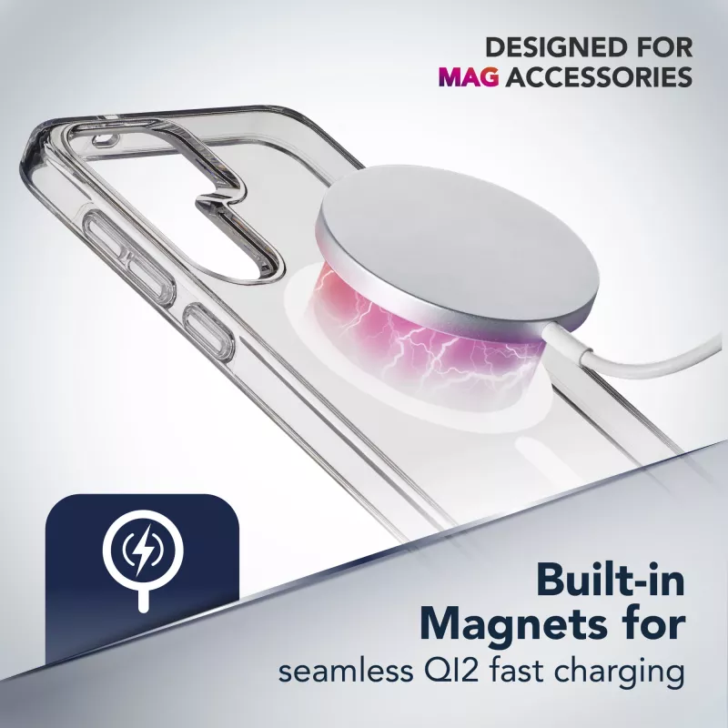 Cellularline Gloss Mag – capa magnética para Galaxy S25 para carregar e fixar no carregador MagSafe
