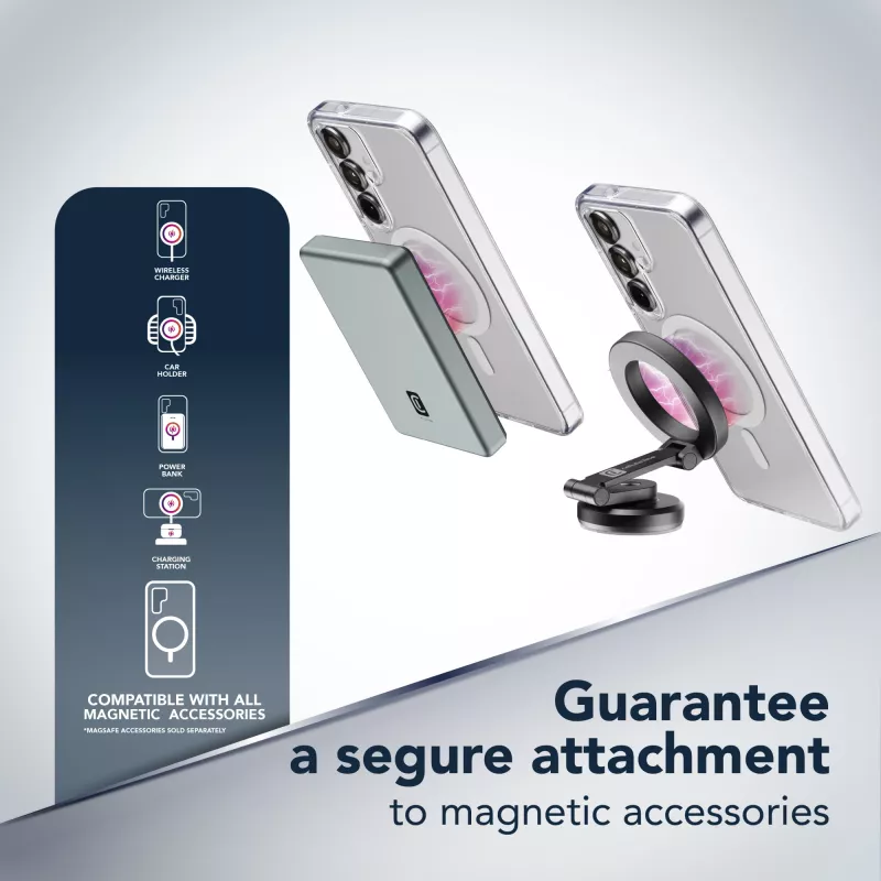 Cellularline Gloss Mag – capa magnética para Galaxy S25 para carregar e fixar no carregador MagSafe