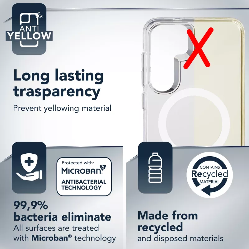Cellularline Gloss Mag – capa magnética para Galaxy S25 para carregar e fixar no carregador MagSafe