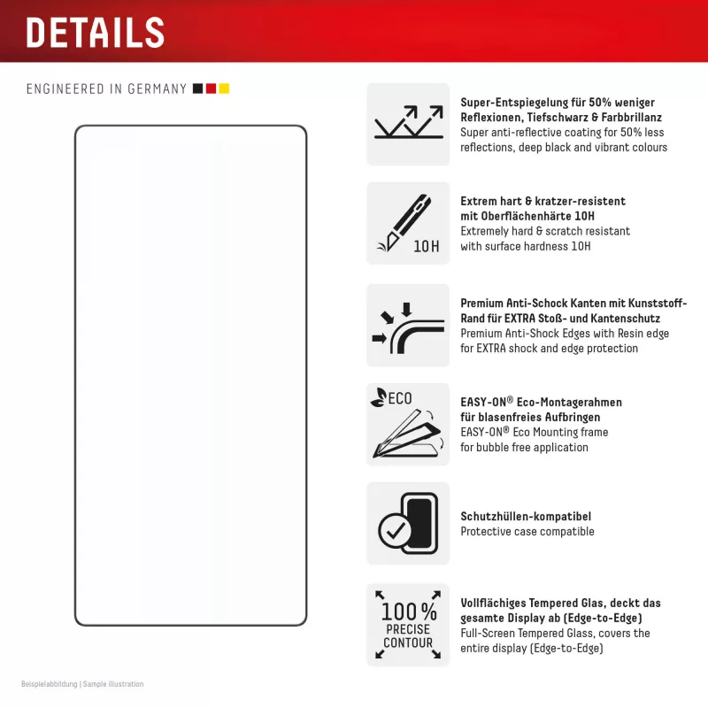 Película de proteção de ecrã Displex Premium (Full Cover, 10H) para Samsung Galaxy S25 Ultra, moldura de montagem Eco, Full Cover