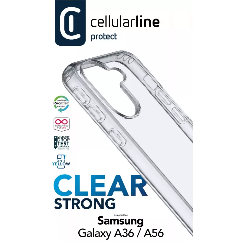 Cellularline Clear Protect - capa rígida com bordas de silicone para Galaxy A36/A56