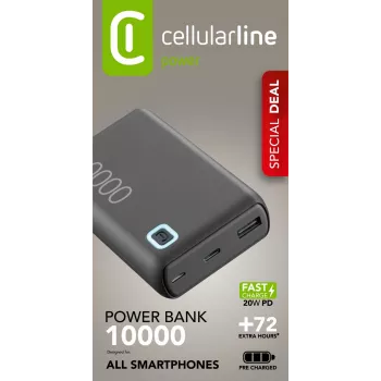 Cellularline ESSENCE TURBO 10000 carregador portátil 10000mAh Power Delivery 20W