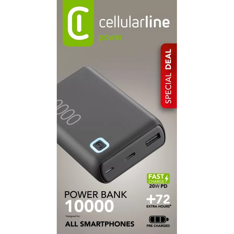 Cellularline ESSENCE TURBO 10000 carregador portátil 10000mAh Power Delivery 20W