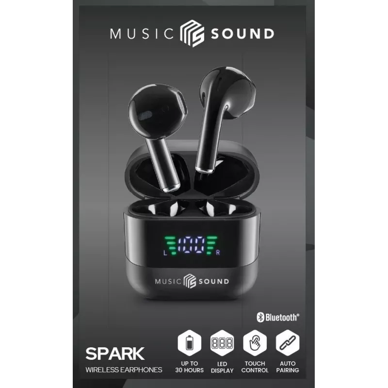 Music Sound SPARK auricolare TWS com ecrã LED