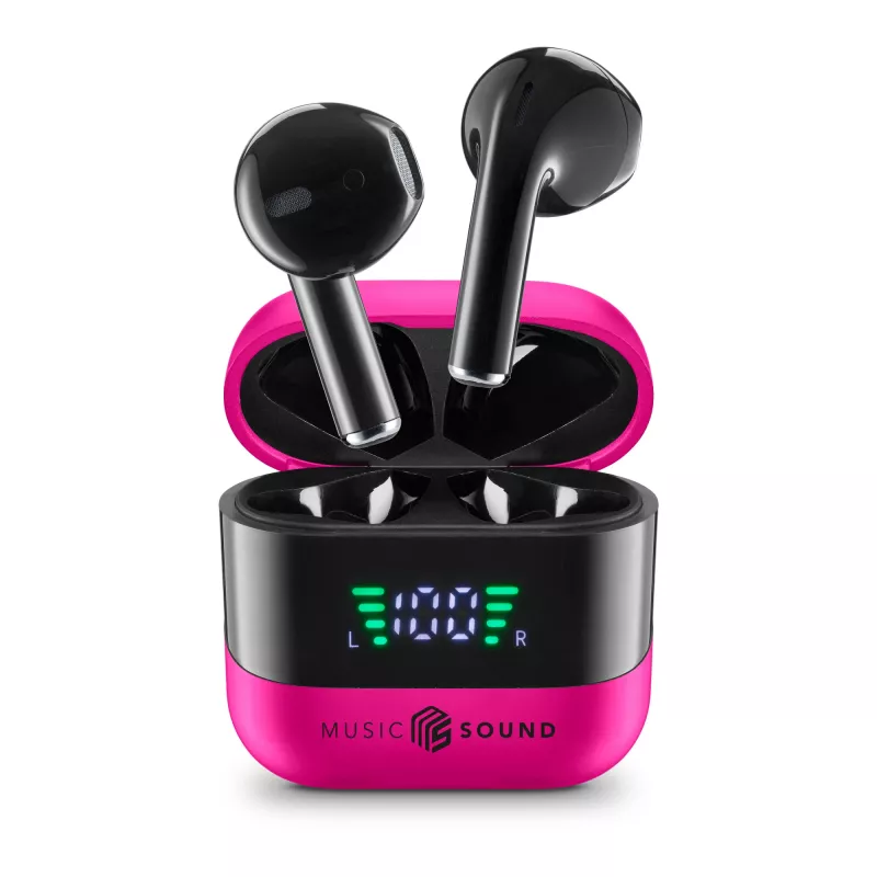 Music Sound SPARK auricolare TWS com ecrã LED, True Wireless Stereo (TWS), chamadas/música, 66 g, headset, rosa