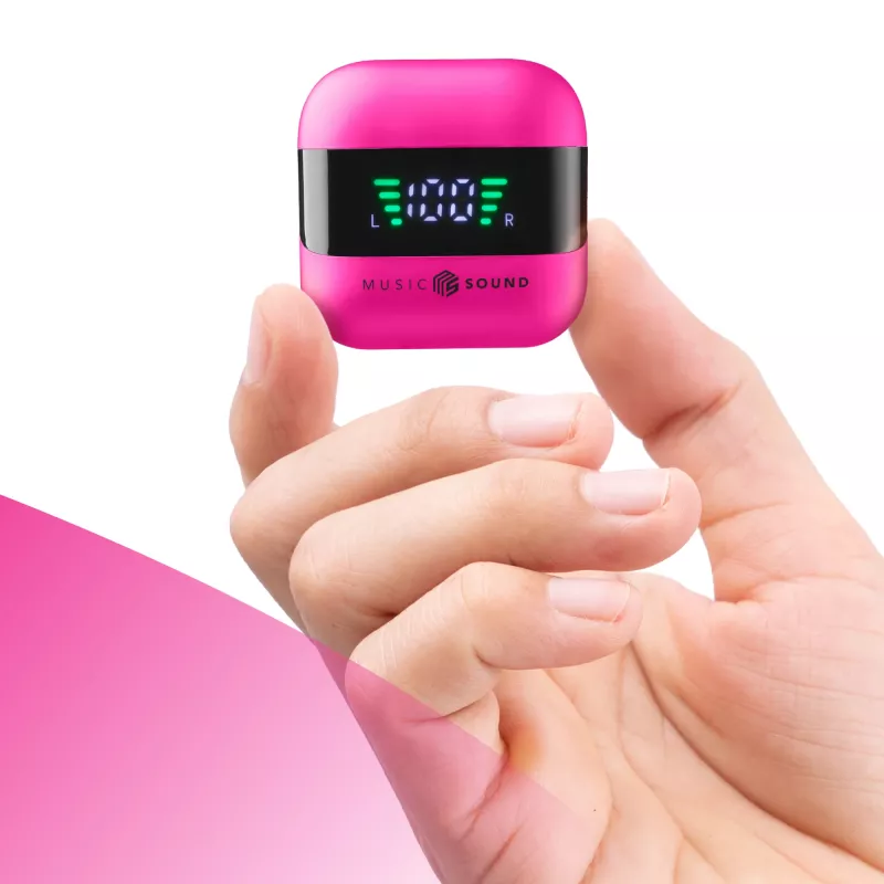 Music Sound SPARK auricolare TWS com ecrã LED, True Wireless Stereo (TWS), chamadas/música, 66 g, headset, rosa