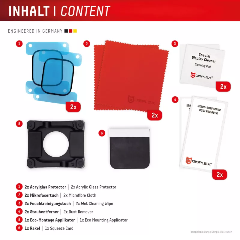 Vidro de proteção inquebrável de cobertura total Displex para Apple Watch 9/8/7 (41mm), pack de 2, ultrafino, sem moldura, Eco Montagem