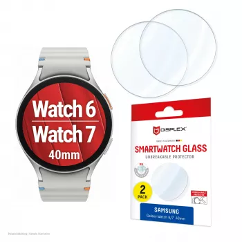 Vidro 9H Displex Galaxy Watch 7/6 (40mm), pack de 2, ultrafino, sem moldura, anti-sujidade, fabricado na Alemanha