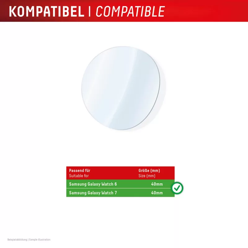 Vidro 9H Displex Galaxy Watch 7/6 (40mm), pack de 2, ultrafino, sem moldura, anti-sujidade, fabricado na Alemanha