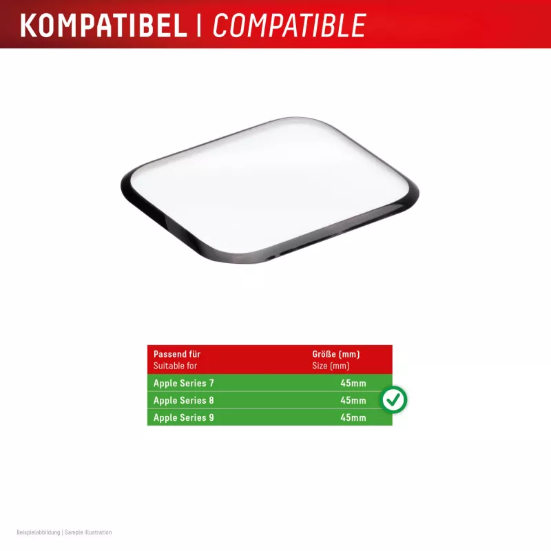 Película de proteção de ecrã Displex Unbreakable Full Cover Smart Glass para Apple Watch 45mm (Series 9/8/7), pack de 2, ultradelgada sem moldura