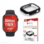 Vidro temperado Displex 10H para Apple Watch 9/8/7 (45 mm), capa de corpo inteiro, IP68, Snap-On, preto mate