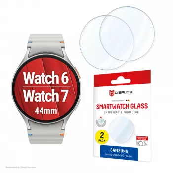 Vidro 9H Displex Galaxy Watch 7/6 (44mm), pack de 2, ultrafino, sem moldura, anti-impressões digitais, made in Germany