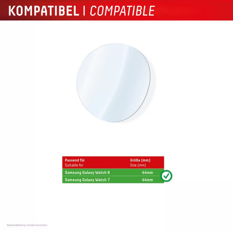 Vidro 9H Displex Galaxy Watch 7/6 (44mm), pack de 2, ultrafino, sem moldura, anti-impressões digitais, made in Germany