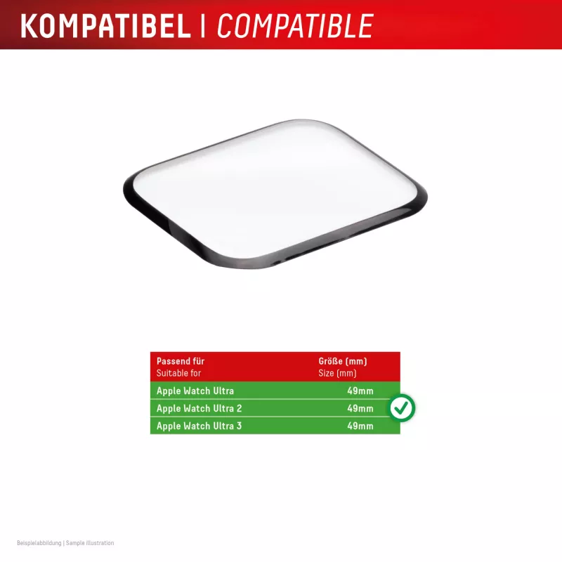 Proteção de ecrã Displex Unbreakable Full Cover Smart Glass para Apple Watch Ultra 3/Ultra 2/Ultra (49 mm), pack de 2, sem moldura, transparente
