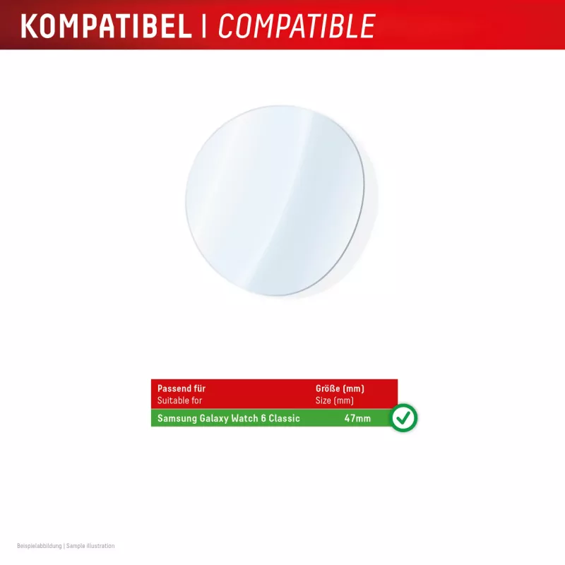 Vidro 9H Displex Galaxy Watch 6 Classic (47mm), pack de 2, ultrafino, sem moldura, anti-impressões digitais, Made in Germany