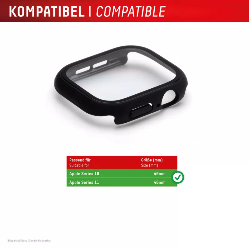 Displex 02135 capa de proteção total para Apple Watch Series 11/10 (46 mm), preta