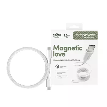Cabo USB-C para USB-C PanzerGlass empower™ by ® Magnetic 240W | USB 2.0 | 1,5 m | Silver White