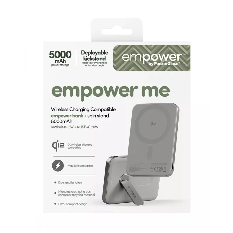 Powerbank PanzerGlass empower by empower Bank com Spin Stand 5000mAh Titanium