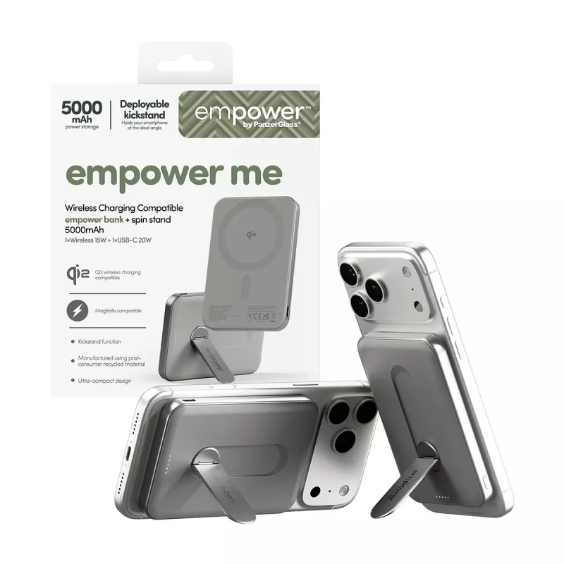 Powerbank PanzerGlass empower by empower Bank com Spin Stand 5000mAh Titanium