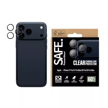 PanzerGlass SAFE. by ® Proteção de objetiva de câmara Transparente iPhone 17 Pro | iPhone 17 Pro Max | iPhone 16 Pro | 16 Pro Max