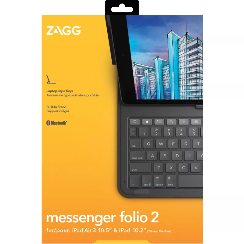 Teclado ZAGG Messenger Folio 2-Apple-iPad 10.2/10.5-Charcoal-Alemão