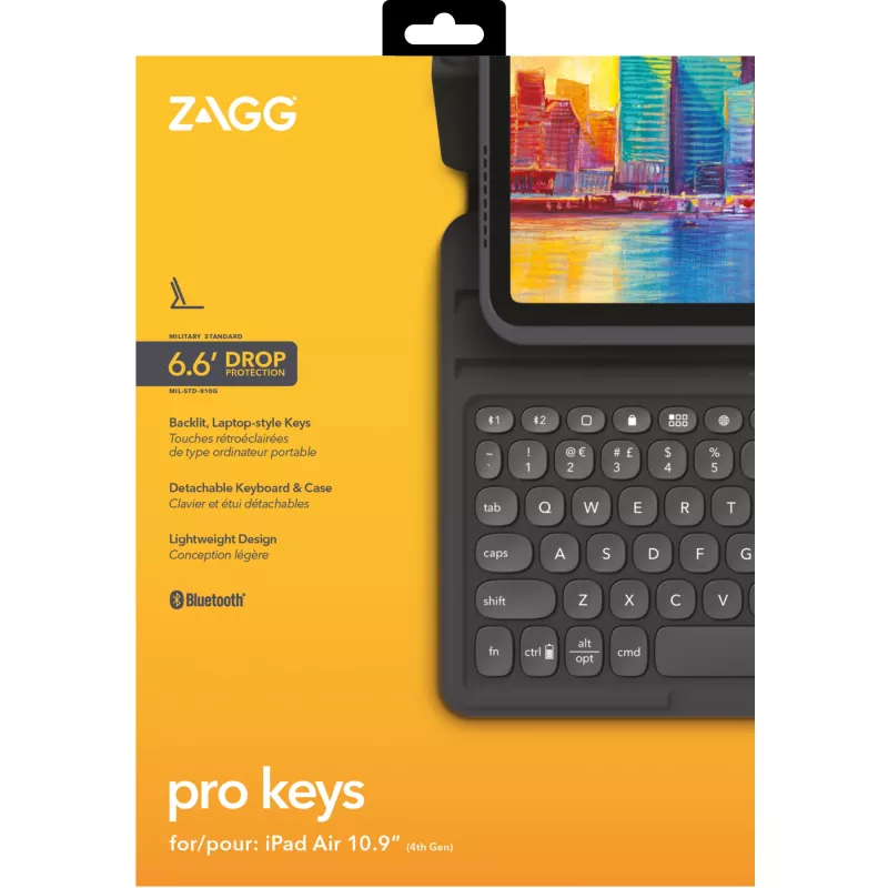 Teclado ZAGG Pro Keys-Apple-iPad 10.9-Preto/Cinzento-Alemão