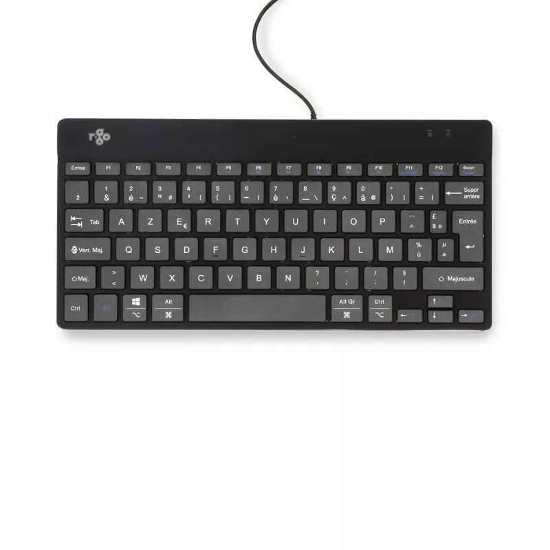 Teclado ergonómico R-Go Tools R-Go Compact Break, teclado compacto com software de pausas, AZERTY (FR), com fios, preto
