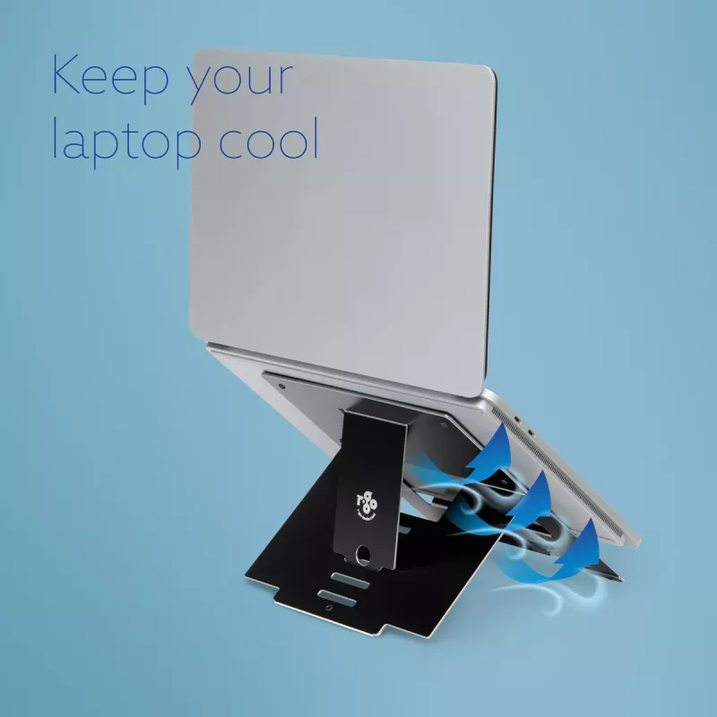 Suporte para portátil R-Go Tools R-Go Riser Flexible, suporte para portátil ajustável e dobrável, ergonómico, alumínio Hylite, preto