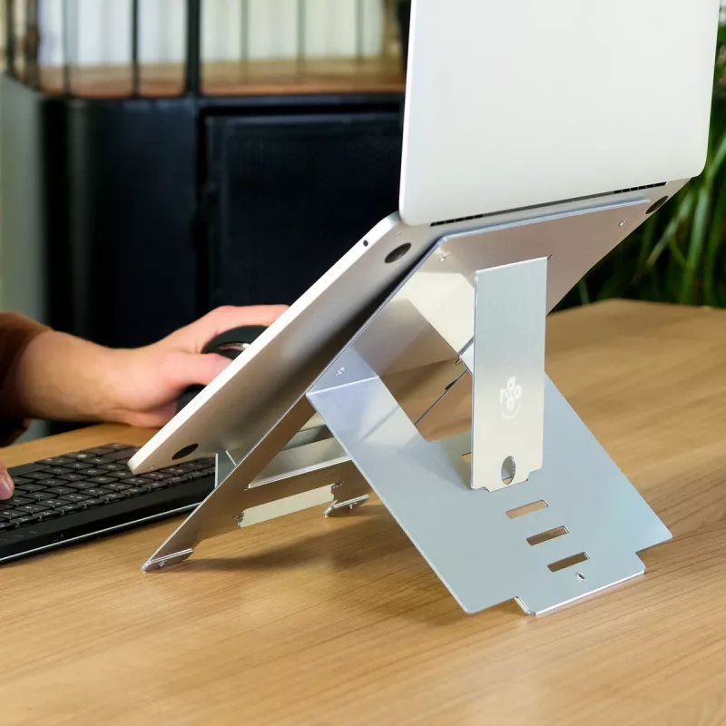 Suporte para portátil R-Go Tools R-Go Riser Flexible, suporte para portátil ajustável e dobrável, ergonómico, alumínio Hylite, prateado