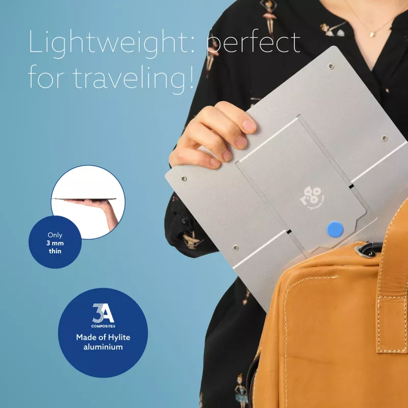 Suporte para portátil R-Go Tools R-Go Riser Flexible, suporte para portátil ajustável e dobrável, ergonómico, alumínio Hylite, prateado