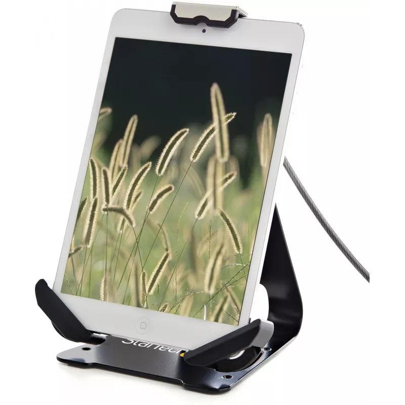 StarTech.com Suporte seguro para tablet com cabo de segurança K-Slot – suporte de tablet bloqueável para tablets de 7,9 a 13 polegadas – montagem universal ajustável para tablet para secretária/superfície – suporte antifurto bloqueável