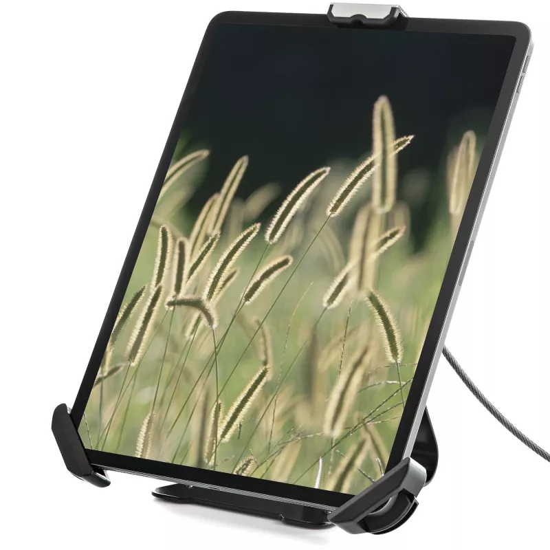 StarTech.com Suporte seguro para tablet com cabo de segurança K-Slot – suporte de tablet bloqueável para tablets de 7,9 a 13 polegadas – montagem universal ajustável para tablet para secretária/superfície – suporte antifurto bloqueável