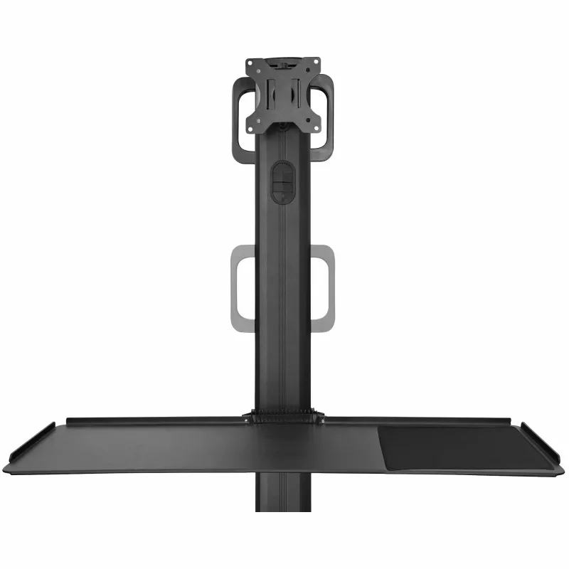 StarTech.com Carrinho Móvel para Workstation com Suporte para Monitor, Suporte para CPU/PC, Bandeja para Teclado – Carrinho Ergonómico de Altura Ajustável para Computador de Secretária – Estação de Trabalho Móvel com Rodas