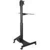 StarTech.com Carrinho Móvel para Workstation com Suporte para Monitor, Suporte para CPU/PC, Bandeja para Teclado – Carrinho Ergonómico de Altura Ajustável para Computador de Secretária – Estação de Trabalho Móvel com Rodas