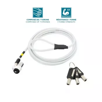 Cadeado de Segurança Rotativo Fino com Chave Mobilis 001325 T Lock Branco