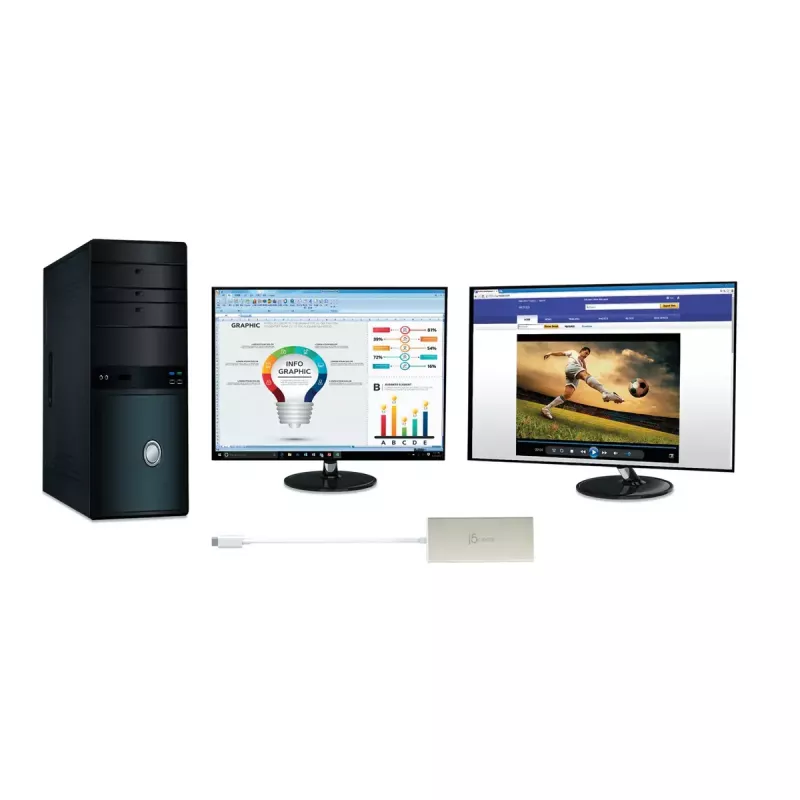 j5create JCD381-N USB Type-C™ Dual HDMI Mini Dock – Ethernet/ USB 3.1 HUB / PD2.0