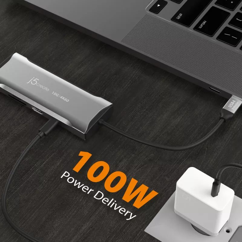 j5create JCD393 4K60 Elite USB-C® 10Gbps Mini Dock, Cinzento Espacial