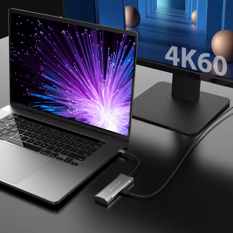 j5create JCD393 4K60 Elite USB-C® 10Gbps Mini Dock, Cinzento Espacial
