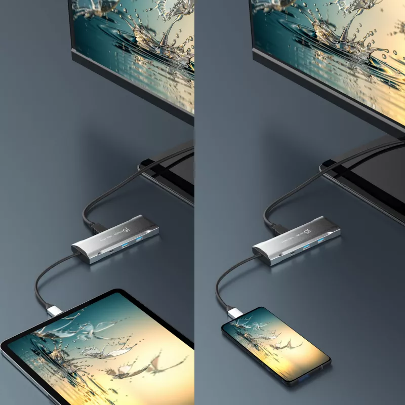 j5create JCD393 4K60 Elite USB-C® 10Gbps Mini Dock, Cinzento Espacial