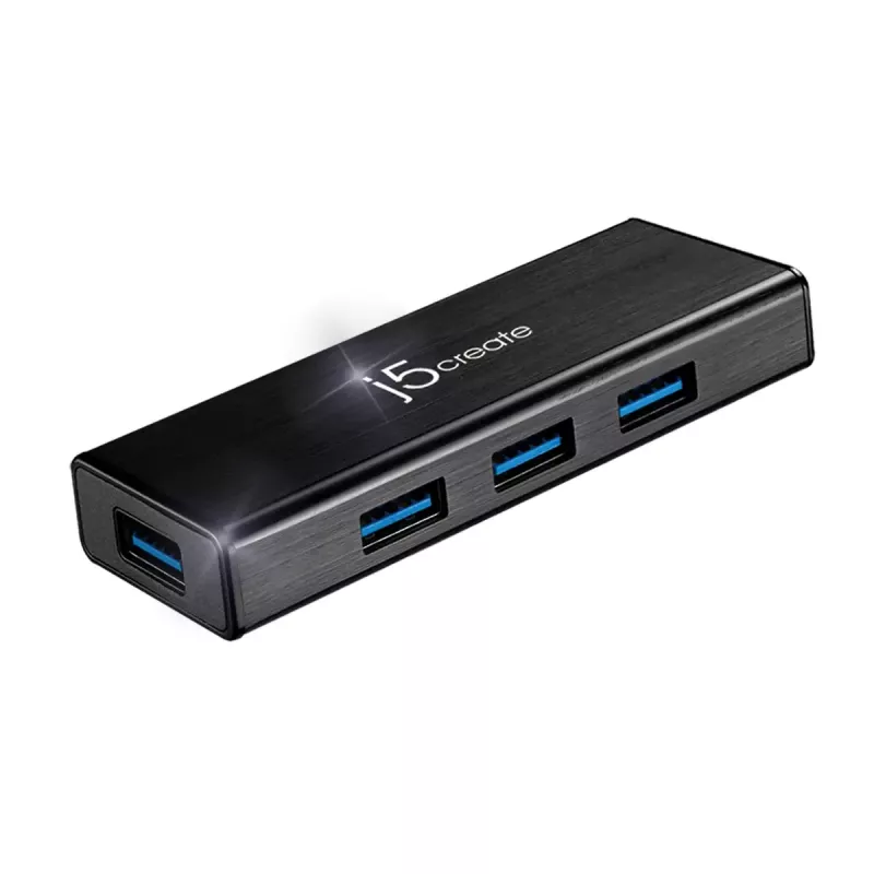 Hub USB j5create JUH340 4 portas USB 3.0 preto alumínio