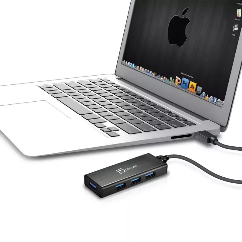 Hub USB j5create JUH340 4 portas USB 3.0 preto alumínio