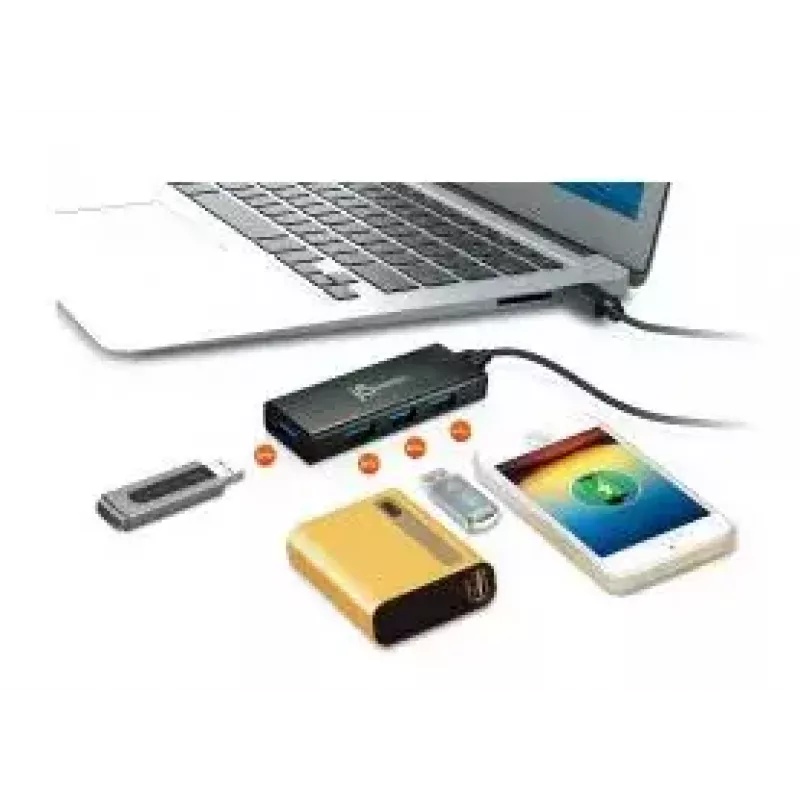 Hub USB j5create JUH340 4 portas USB 3.0 preto alumínio
