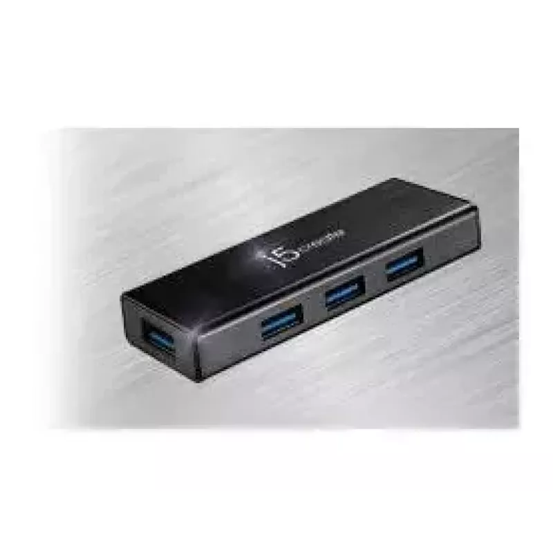 Hub USB j5create JUH340 4 portas USB 3.0 preto alumínio
