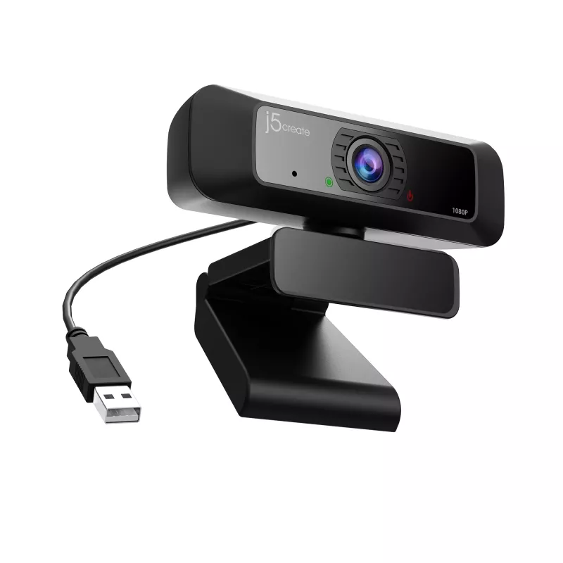 Webcam USB™ HD j5create JVCU100 com rotação 360°, resolução de gravação de vídeo 1080p, preto