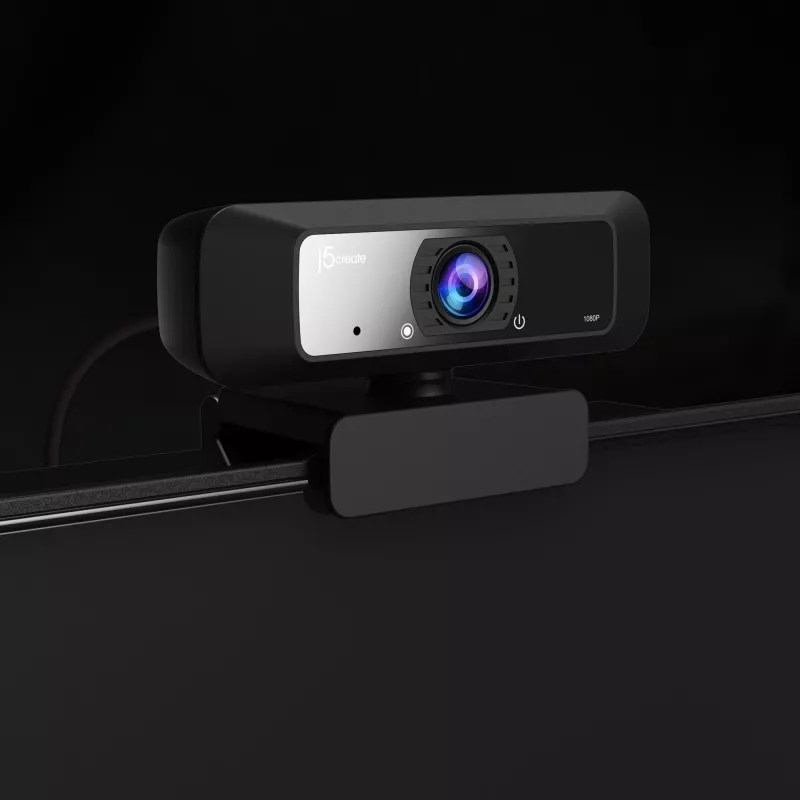 Webcam USB™ HD j5create JVCU100 com rotação 360°, resolução de gravação de vídeo 1080p, preto