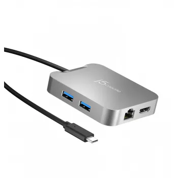Adaptador multiportas USB-C® PD j5create JCD391 4K60 Elite, prateado